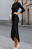 Women's Wrap Front Stretch Satin Midi Dress in black