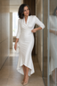 Women's Wrap Front Stretch Satin Midi Dress