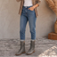 Women's Wrap Lace Mid Calf Combat Boots in gray