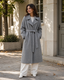 Wool Coat for Women Long Belted Overcoat with Tie Waist