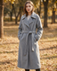 Wool Coat for Women Long Belted Overcoat with Tie Waist