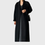 Wool Coat for Women Long Belted Overcoat with Tie Waist in black