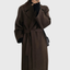 Wool Coat for Women Long Belted Overcoat with Tie Waist in brown