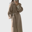 Wool Coat for Women Long Belted Overcoat with Tie Waist in light beige