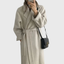 Wool Coat for Women Long Belted Overcoat with Tie Waist in off white
